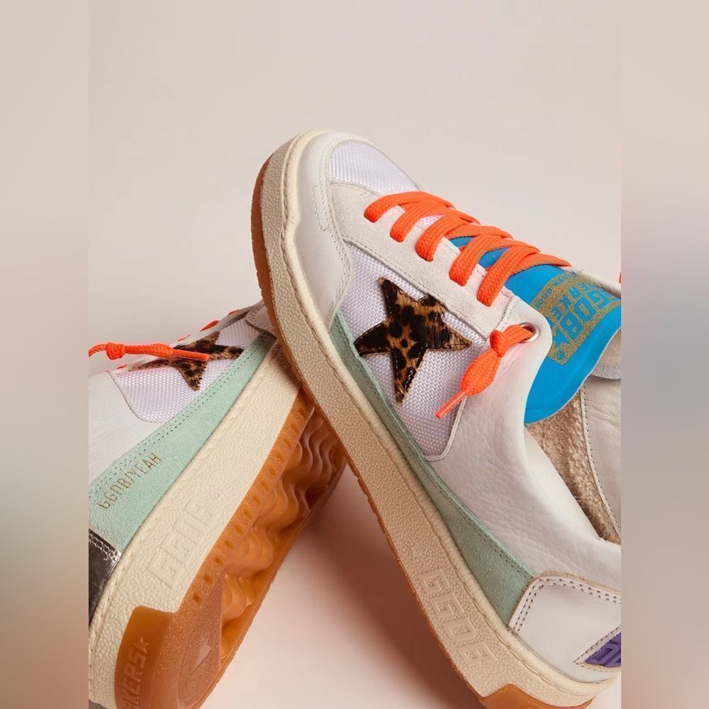 Golden Goose sneakers ball star leather in orange lace